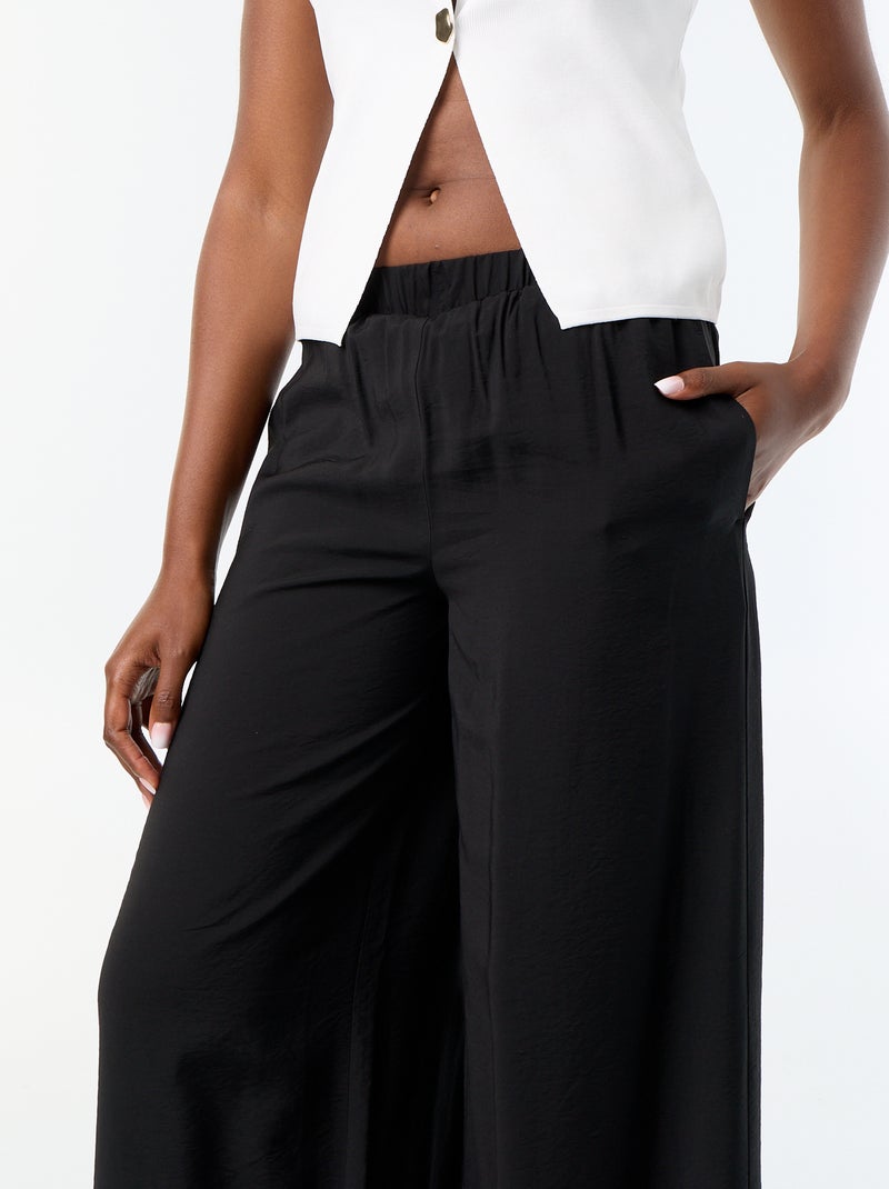 Pantalone a gamba larga con 2 tasche Nero - Kiabi