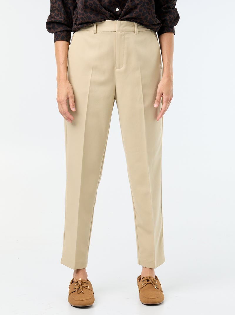 Pantalone a sigaretta tinta unita con 2 tasche Beige - Kiabi
