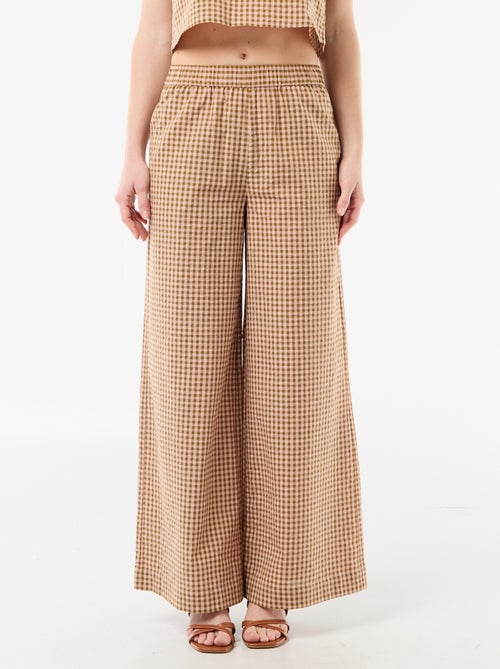 Pantalone ampio a fantasia Vichy - Kiabi