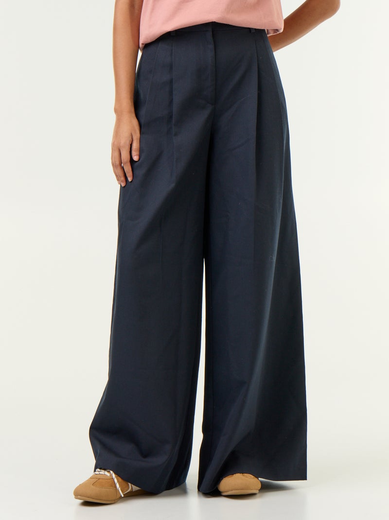 Pantalone ampio a vita alta Blu - Kiabi