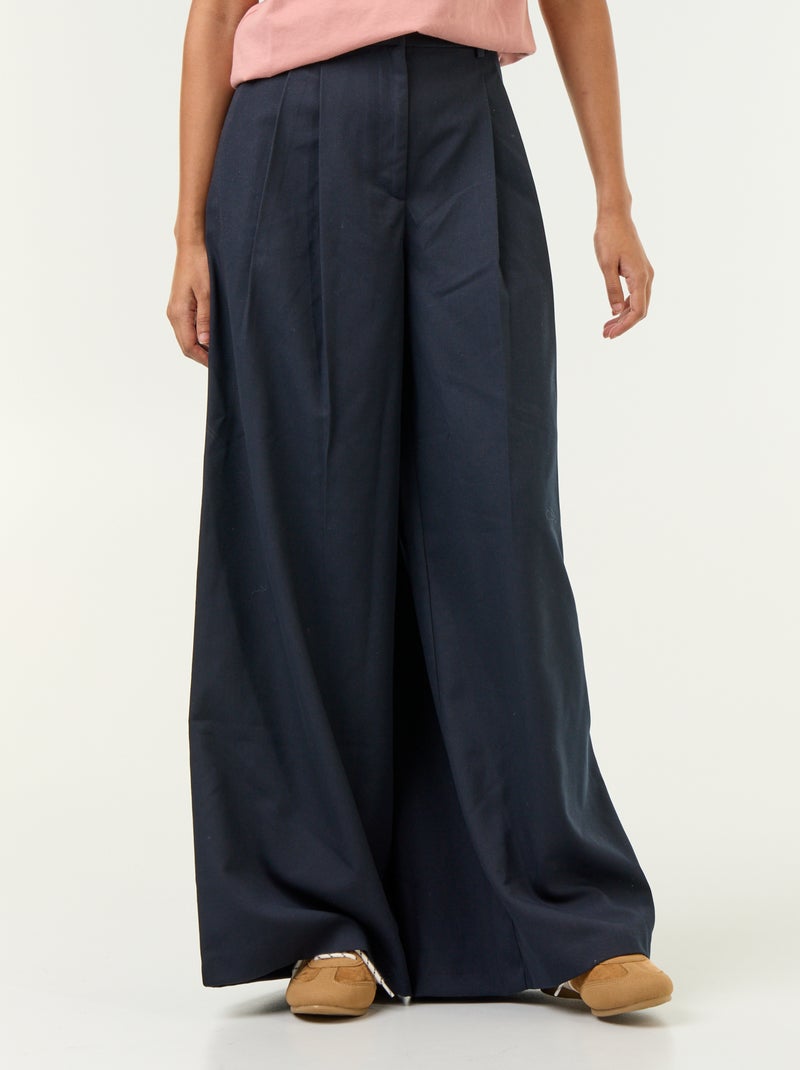 Pantalone ampio a vita alta Blu - Kiabi