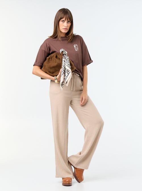 Pantalone ampio in garza di cotone - Kiabi