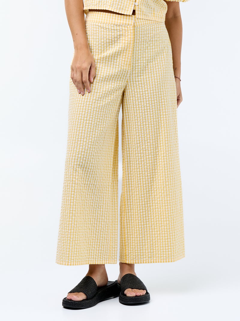 Pantalone ampio in maglia a nido d'ape Giallo - Kiabi