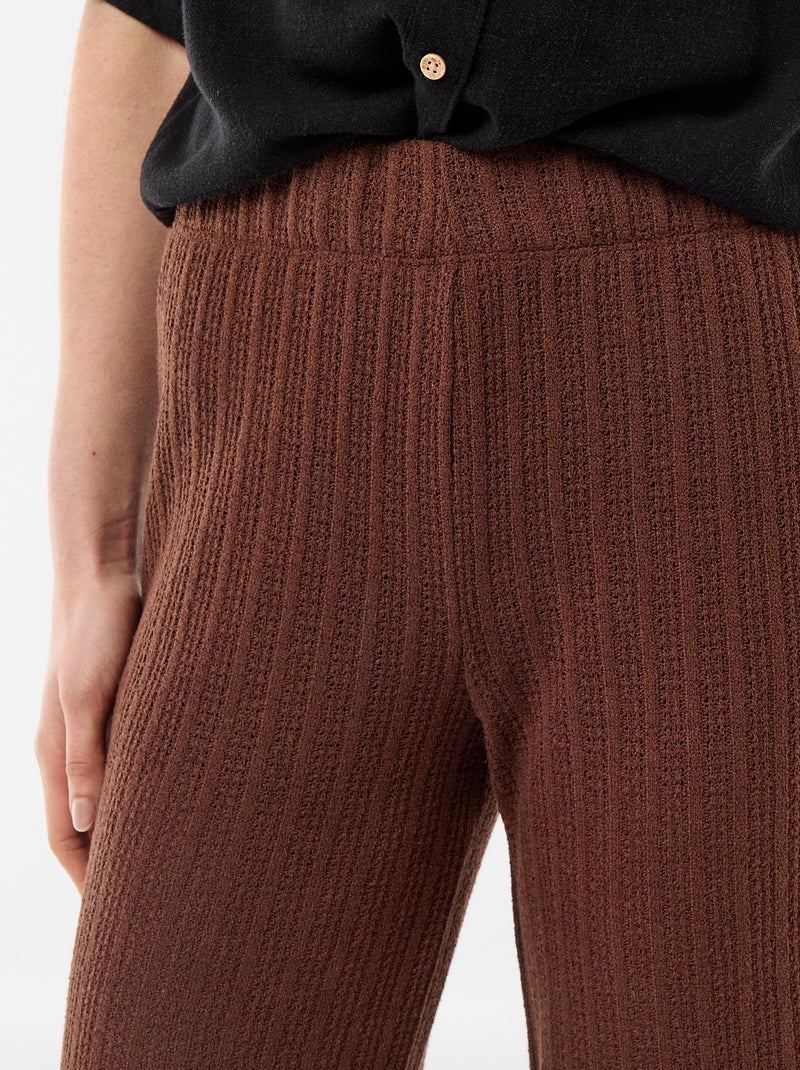 Pantalone ampio in maglia traforata Marrone - Kiabi