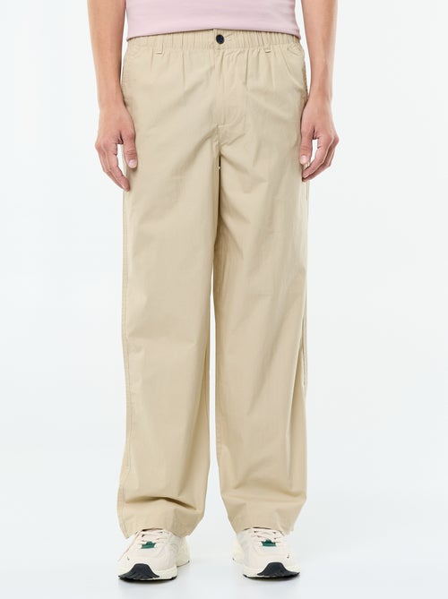 Pantalone ampio tinta unita in popeline - Kiabi