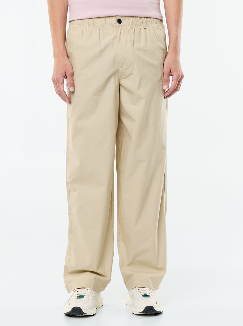 Pantalone ampio tinta unita in popeline Beige - Kiabi