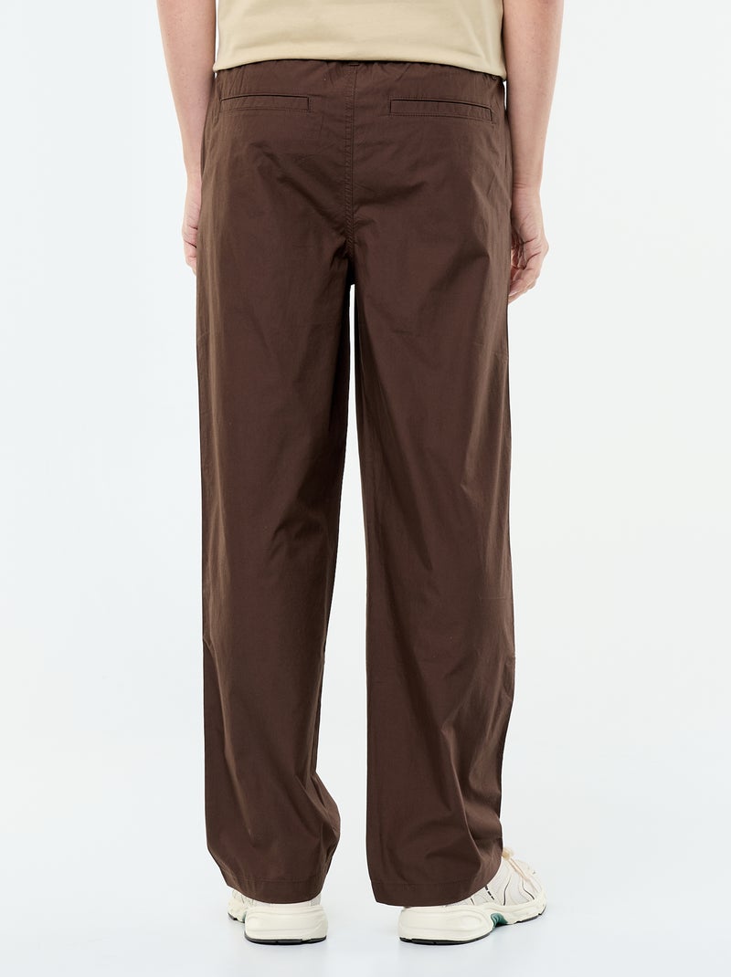 Pantalone ampio tinta unita in popeline Marrone - Kiabi