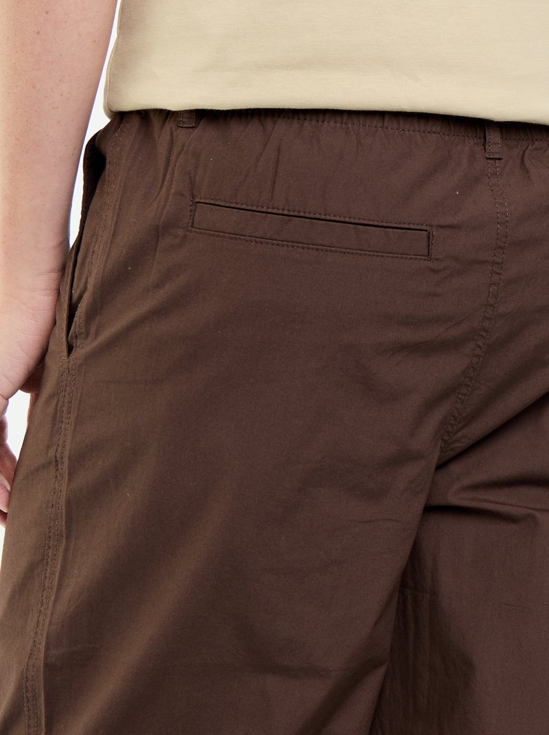 Pantalone ampio tinta unita in popeline Marrone - Kiabi