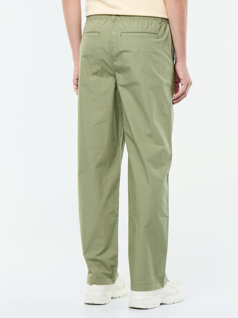 Pantalone ampio tinta unita in popeline Verde - Kiabi