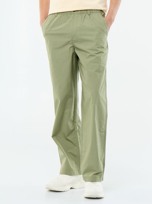 Pantalone ampio tinta unita in popeline - Kiabi