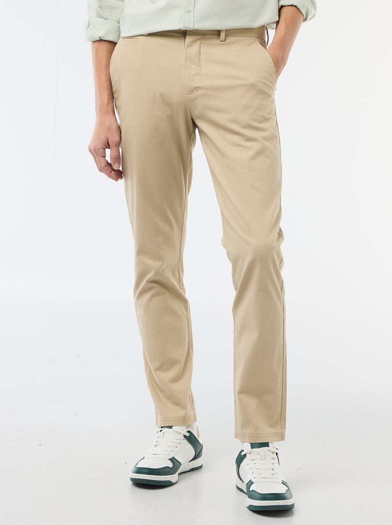 Pantalone chino in twill Beige - Kiabi