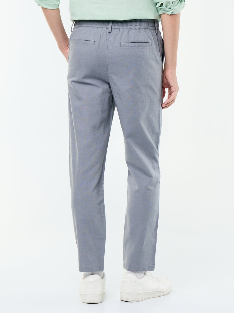 Pantalone chino regular in misto lino Grigio - Kiabi