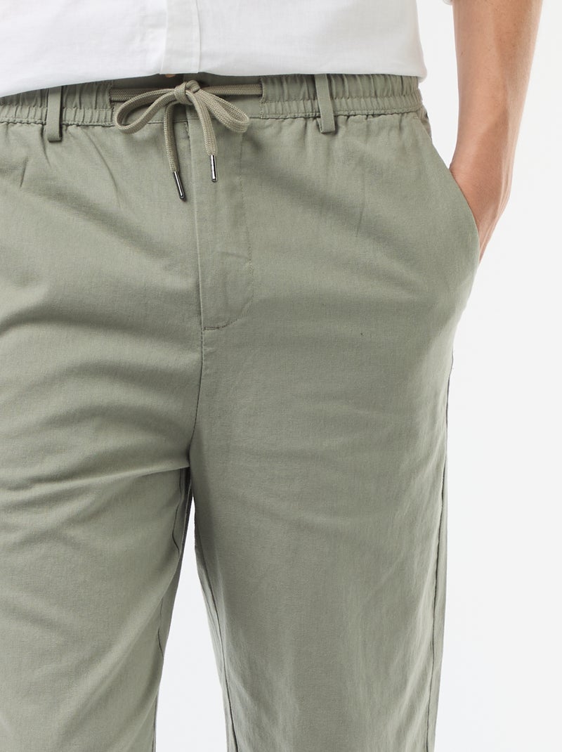 Pantalone chino regular in misto lino Verde - Kiabi