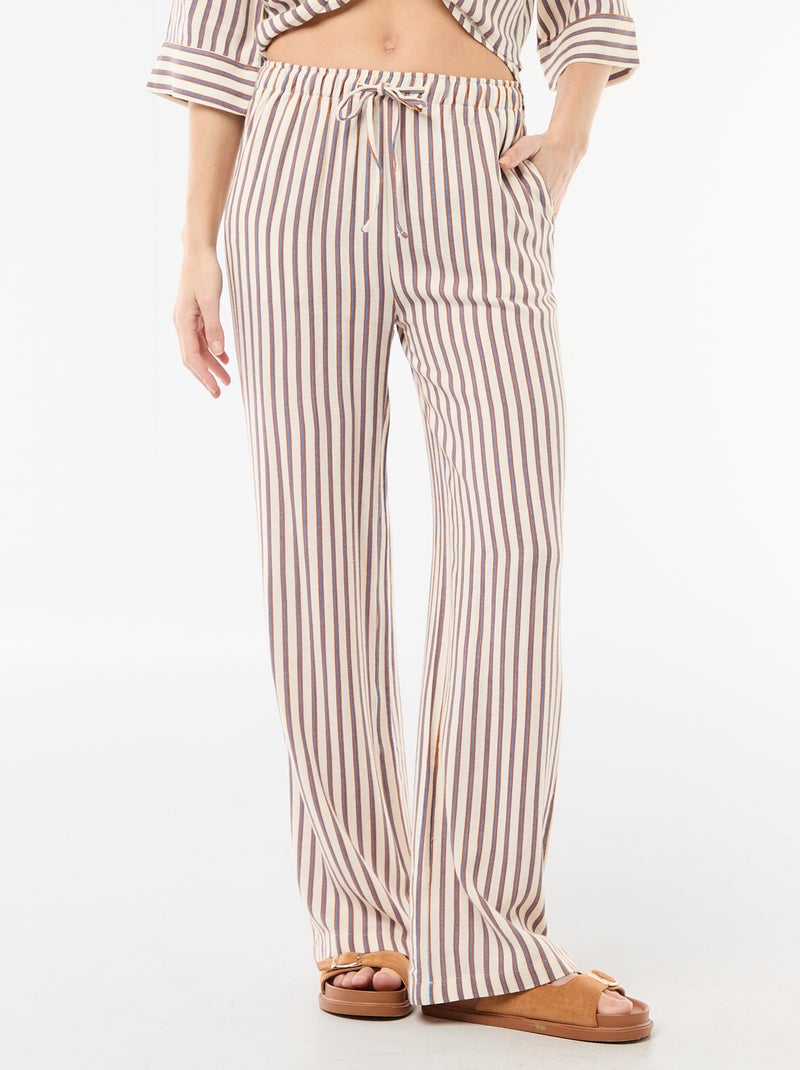Pantalone donna in lino ampio Beige - Kiabi