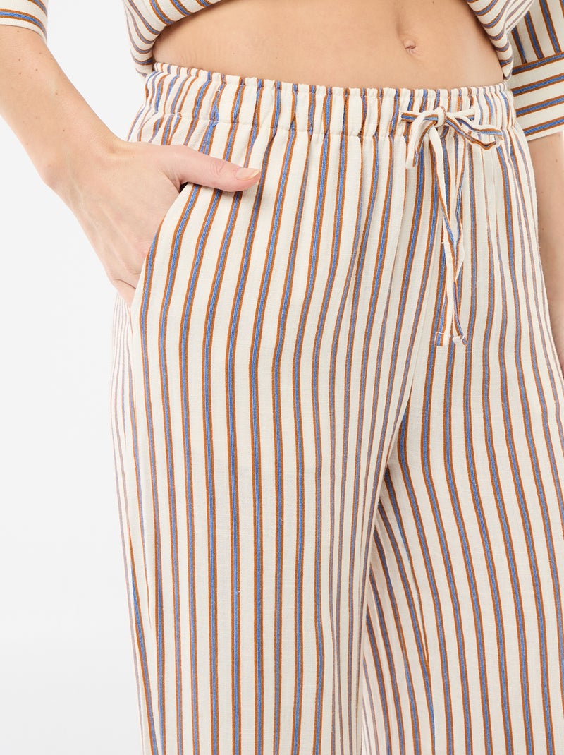 Pantalone donna in lino ampio Beige - Kiabi