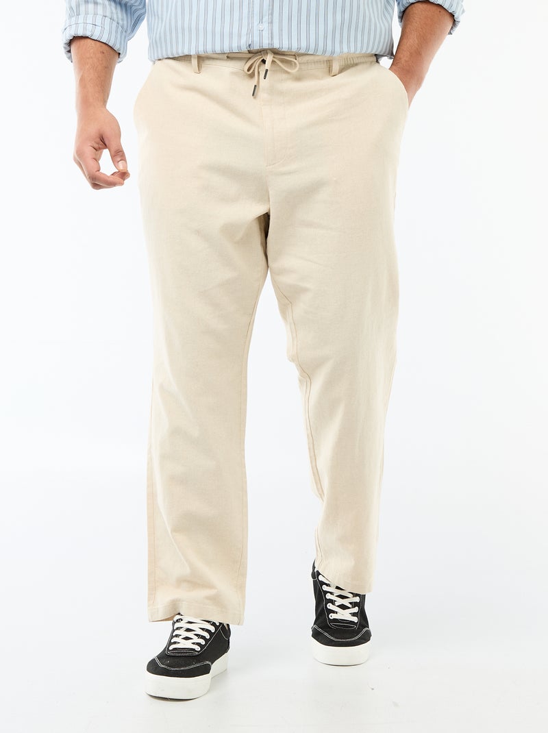 Pantalone dritto in misto lino Bianco - Kiabi