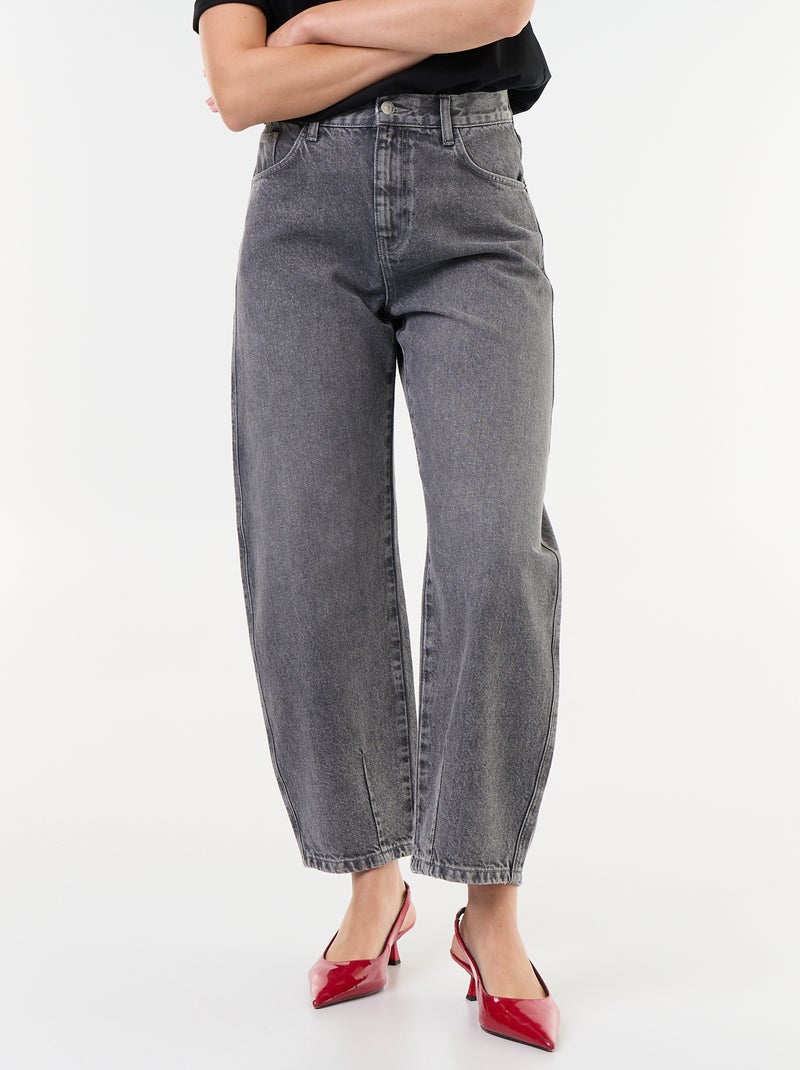 Pantalone in denim a forma barrel ampia Grigio - Kiabi