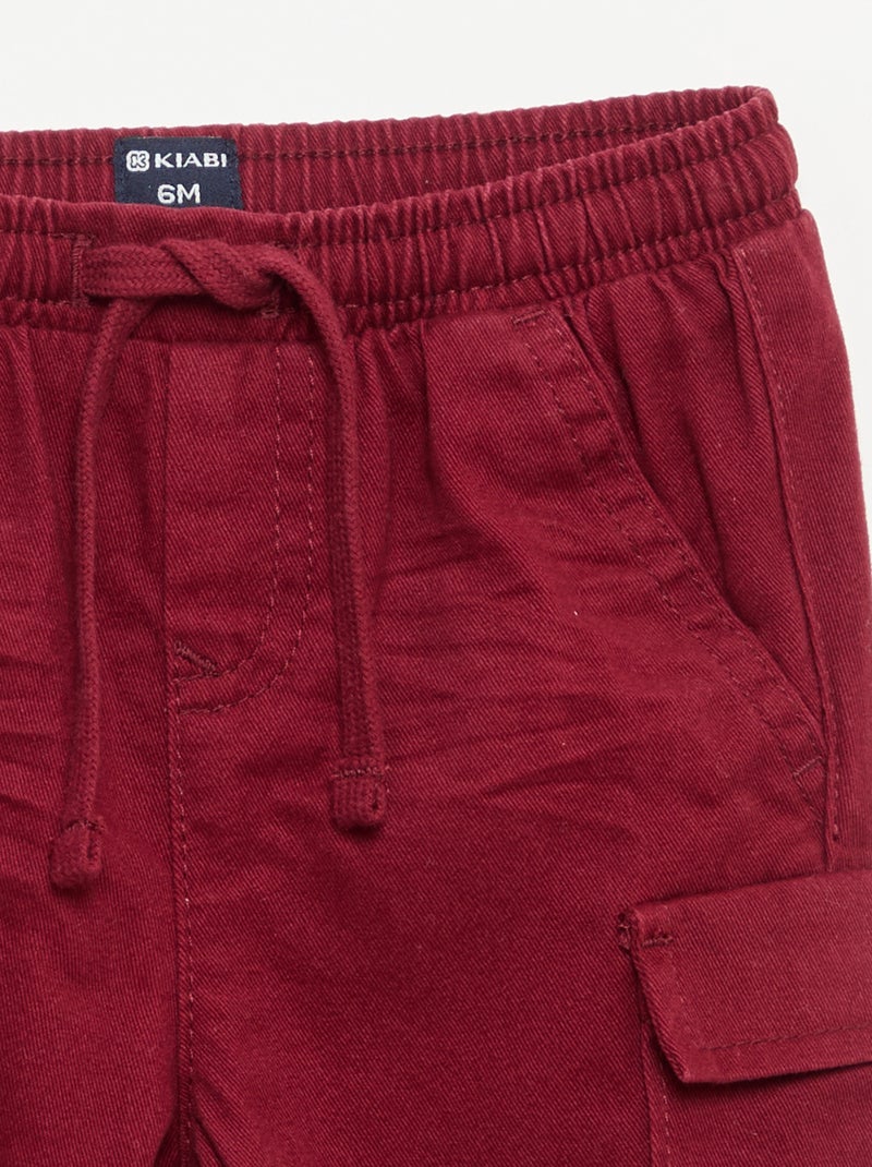 Pantalone jogger in twill con tasche a patta Rosso - Kiabi