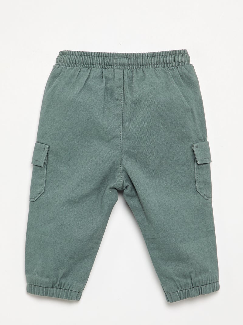 Pantalone jogger in twill con tasche a patta Verde - Kiabi