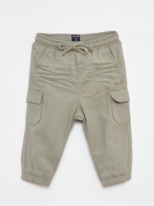 Pantalone jogger in twill con tasche a patta - Kiabi Pantalone jogger in twill con tasche a patta - Kiabi