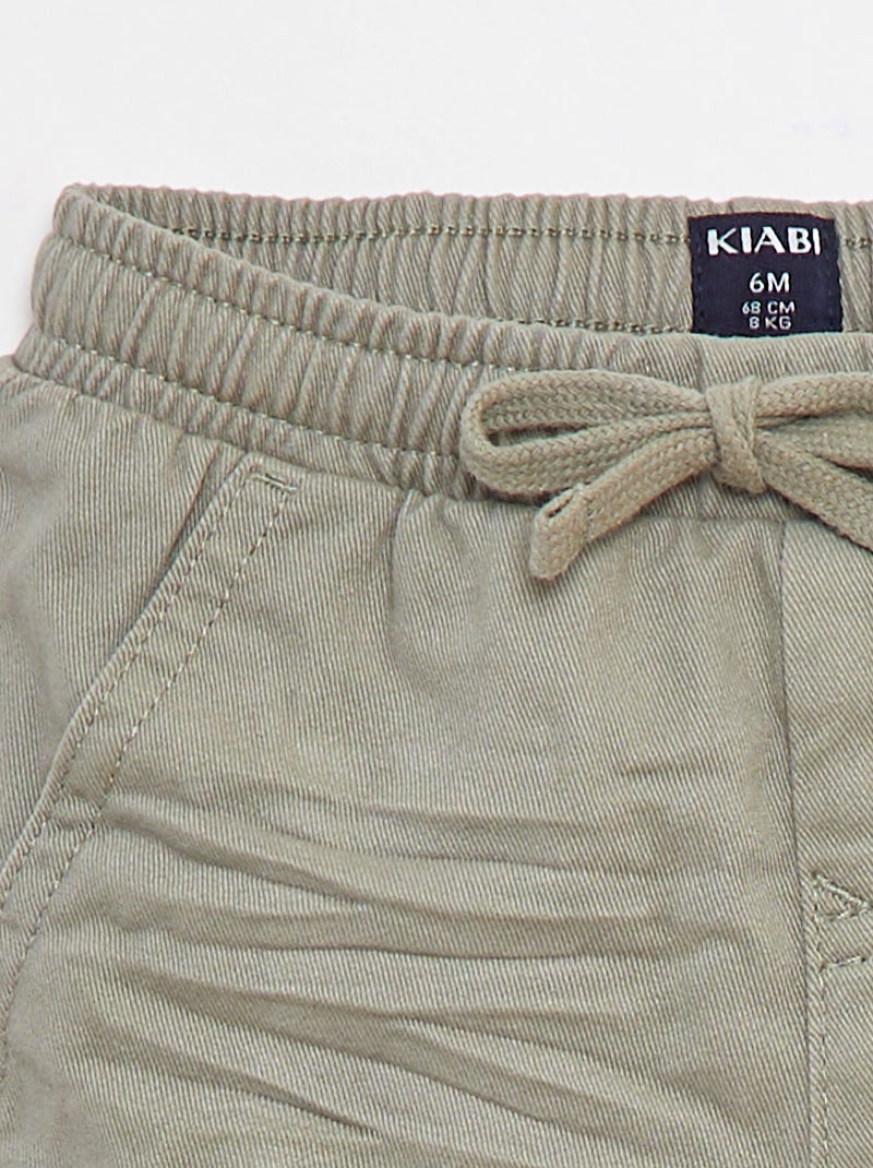 Pantalone jogger in twill con tasche a patta Verde - Kiabi