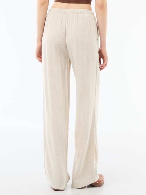 Pantalone largo da donna in lino con vita elasticizzata - Kiabi