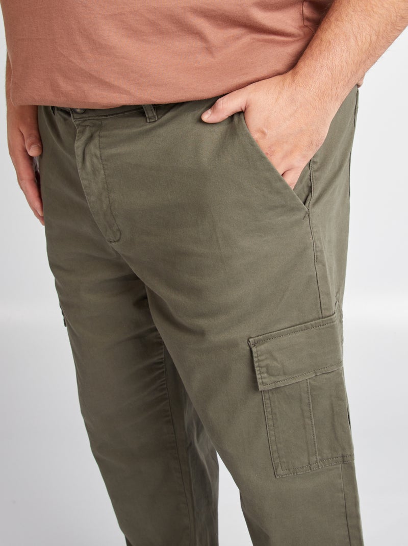 Pantalone multitasche tinta unita KAKI - Kiabi