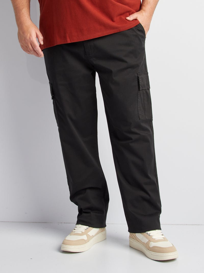 Pantalone multitasche tinta unita nero - Kiabi