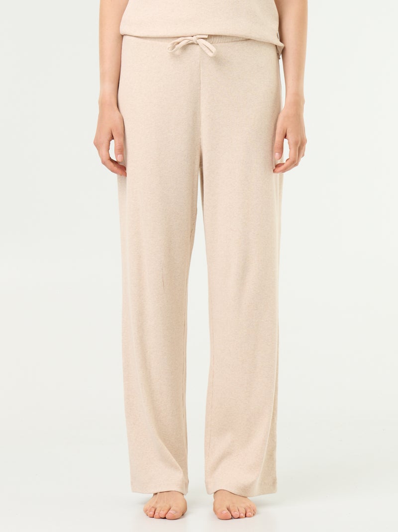 Pantalone pigiama in maglia a costine Beige - Kiabi