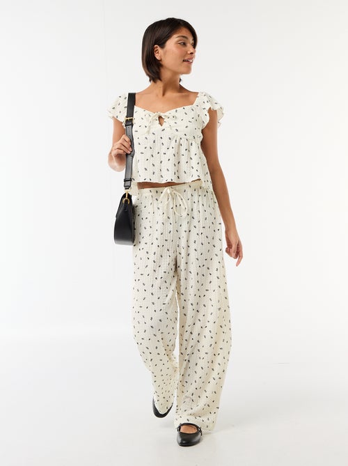Pantalone stampato in maglia crinkle - Kiabi