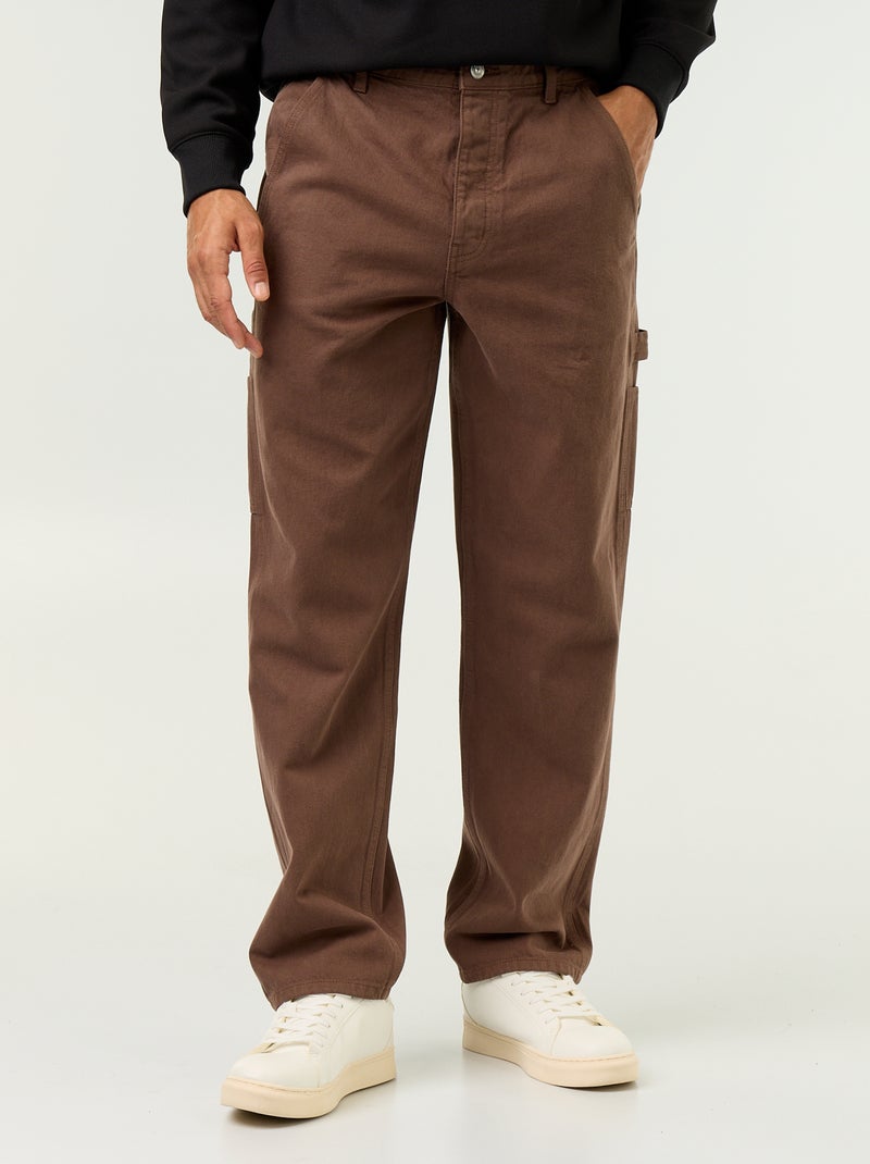 Pantalone stile carpenter in denim Marrone - Kiabi