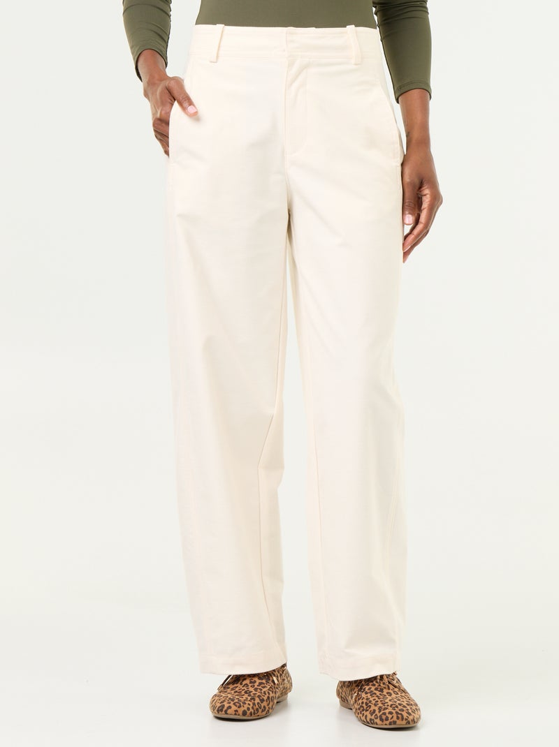 Pantalone tinta unita a gamba larga Bianco - Kiabi
