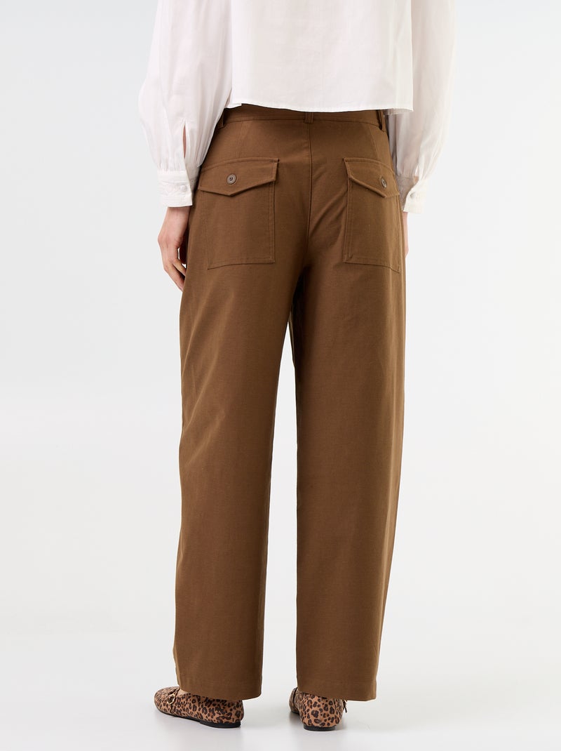 Pantalone tinta unita a gamba larga Marrone - Kiabi