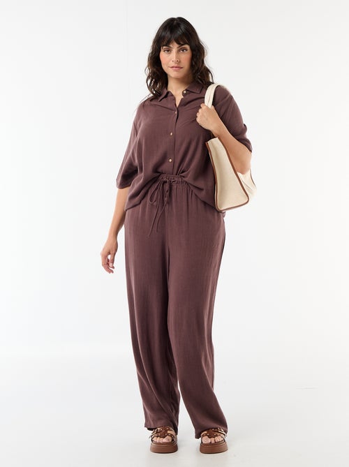 Pantalone tinta unita in misto lino - Kiabi