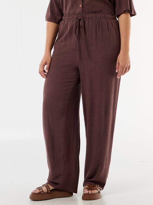 Pantalone tinta unita in misto lino - Kiabi