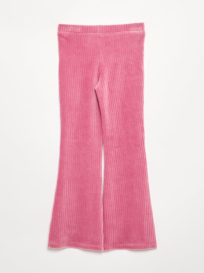 Pantalone tinta unita in velluto a coste Rosa - Kiabi