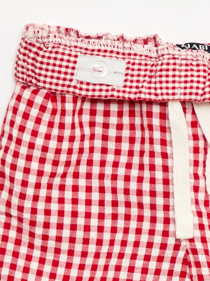Pantalone vichy in seersucker Rosso - Kiabi