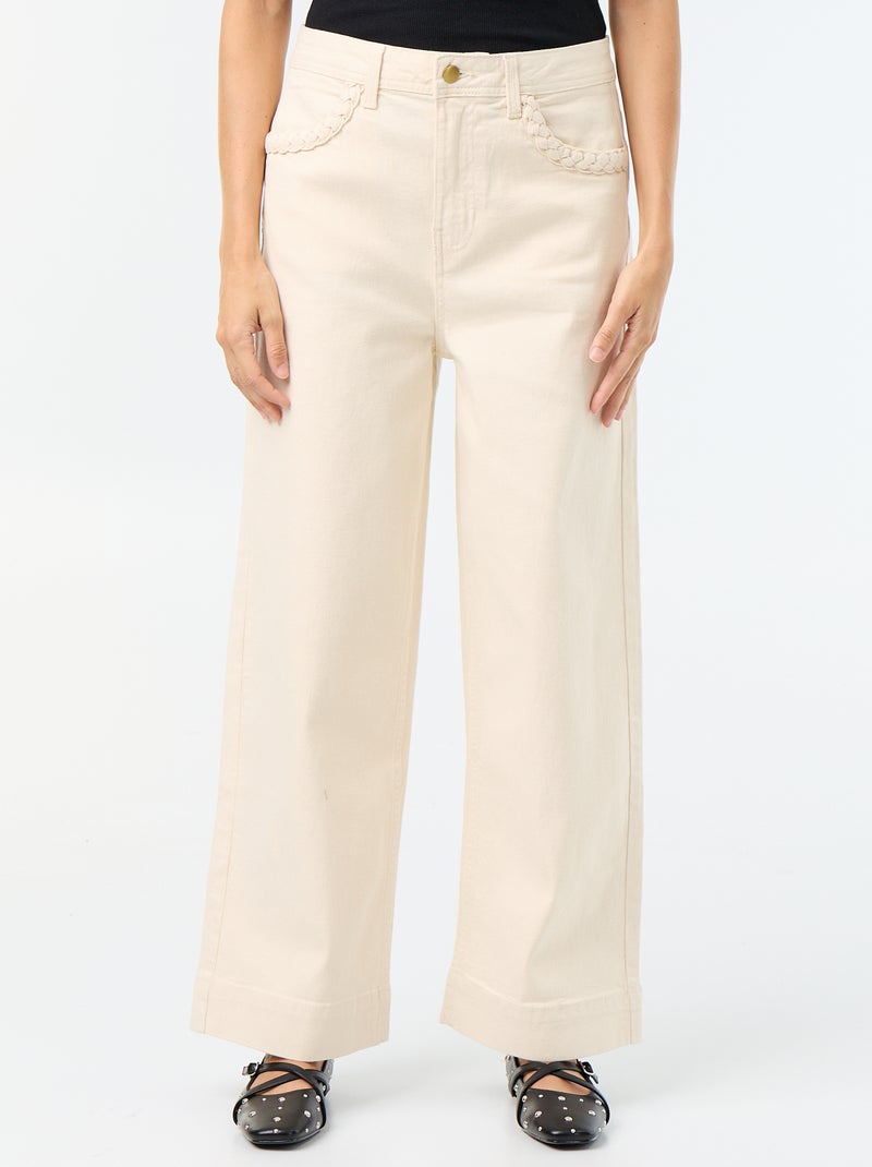 Pantalone wide leg con tasche intrecciate Bianco - Kiabi