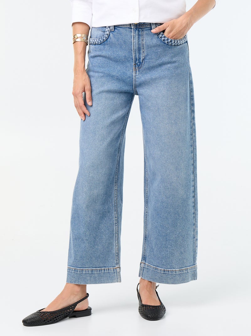 Pantalone wide leg con tasche intrecciate Blu - Kiabi