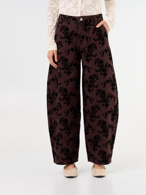 Pantaloni a forma a botte con stampa floccata - Kiabi
