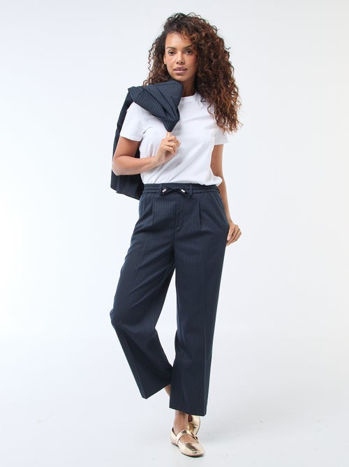 Pantaloni a gamba larga con elastico in vita + lacci da annodare - Kiabi