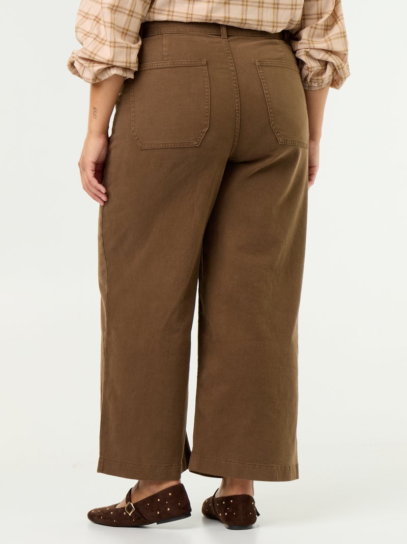 Pantaloni a gamba larga / wide leg a vita standard Marrone - Kiabi