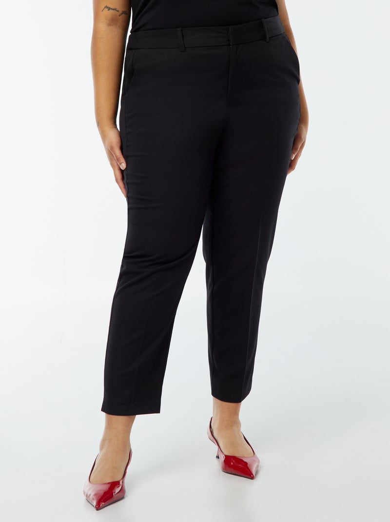 Pantaloni a sigaretta con apertura con gancetto e zip - nero - Kiabi