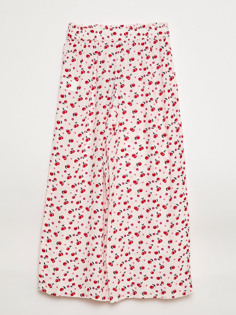 Pantaloni ampi a fantasia con elastico in vita Bianco - Kiabi