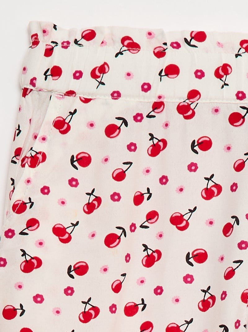 Pantaloni ampi a fantasia con elastico in vita Bianco - Kiabi