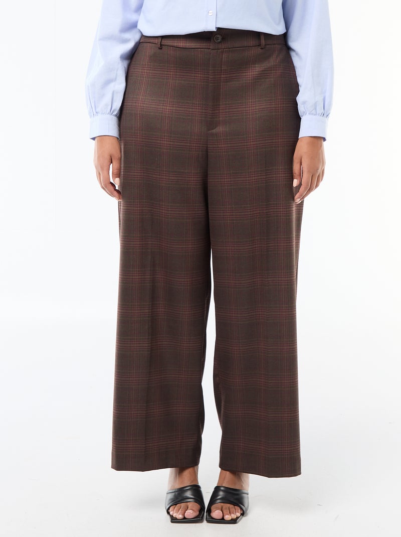 Pantaloni ampi a quadri Marrone - Kiabi