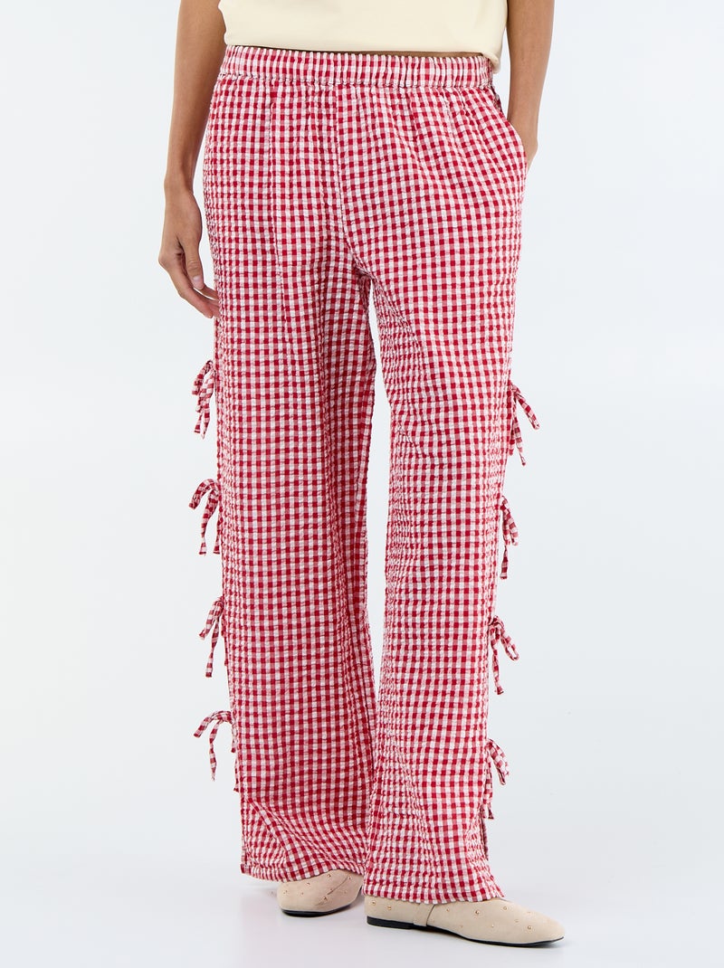 Pantaloni ampi a quadri vichy Rosso - Kiabi