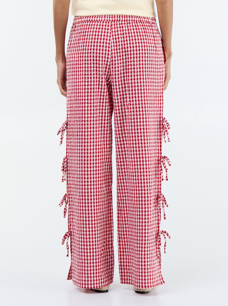 Pantaloni ampi a quadri vichy Rosso - Kiabi