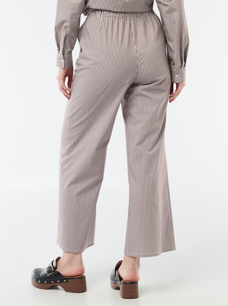 Pantaloni ampi a righe Beige - Kiabi