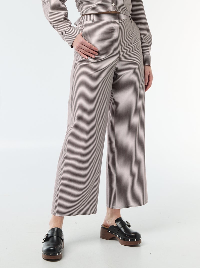 Pantaloni ampi a righe Beige - Kiabi